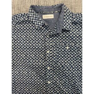 7 Diamonds Blue Design Shirt Flip Cuff Long Sleeve Button Up Chest‎ 23 Length 28